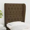 Image de vidaXL Tête de lit avec oreilles Marron foncé 83x23x118/128 cm Tissu