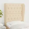 Image de vidaXL Tête de lit avec oreilles Crème 83x23x118/128 cm Tissu