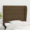 Image de vidaXL Tête de lit avec oreilles Marron foncé 103x23x118/128 cm Tissu