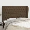 Image de vidaXL Tête de lit avec oreilles Marron foncé 163x23x118/128 cm Tissu
