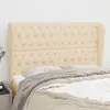 Image de vidaXL Tête de lit avec oreilles Crème 163x23x118/128 cm Tissu