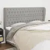 Image de vidaXL Tête de lit avec oreilles Gris clair 183x23x118/128 cm Tissu