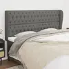 Image de vidaXL Tête de lit avec oreilles Gris foncé 203x23x118/128 cm Tissu