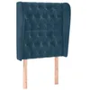 Image de vidaXL Tête de Lit avec Oreilles Meuble de Chambre à Coucher Accessoire de Lit Simple Tête de Cadre de Lit Bleu Foncé 83x23x118/128 cm Velours