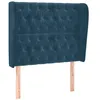 Image de vidaXL Tête de Lit avec Oreilles Meuble de Chambre à Coucher Accessoire de Lit Simple Tête de Cadre de Lit Bleu Foncé 103x23x118/128 cm Velours