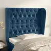 Image de vidaXL Tête de lit avec oreilles Bleu foncé 103x23x118/128 cm Velours