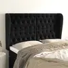 Image de vidaXL Tête de lit avec oreilles Noir 163x23x118/128 cm Velours