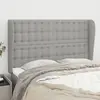 Image de vidaXL Tête de lit avec oreilles Gris clair 147x23x118/128 cm Tissu