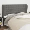 Image de vidaXL Tête de lit avec oreilles Gris foncé 203x23x118/128 cm Tissu