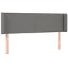Image de vidaXL Hoofdbord met randen 147x16x78/88 cm stof donkergrijs