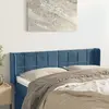Image de vidaXL Tête de lit avec oreilles Bleu foncé 147x16x78/88 cm Velours