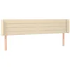 Image de vidaXL Hoofdbord met randen 203x16x78/88 cm stof crèmekleurig