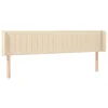 Image de vidaXL Hoofdbord met randen 203x16x78/88 cm stof crèmekleurig