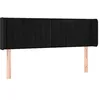 Image de vidaXL Tête de Lit avec Oreilles Meuble de Chambre à Coucher Accessoire de Lit Double Tête de Cadre de Lit Intérieur Noir 147x16x78/88 cm Velours