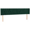 Image de vidaXL Tête de Lit avec Oreilles Meuble de Chambre à Coucher Accessoire de Lit Double Tête de Cadre de Lit Vert Foncé 183x16x78/88 cm Velours
