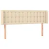Image de vidaXL Hoofdbord met randen 147x16x78/88 cm stof crèmekleurig