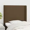 Image de vidaXL Tête de lit avec oreilles Marron foncé 103x16x118/128 cm Tissu