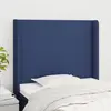 Image de vidaXL Tête de lit avec oreilles Bleu 103x16x118/128 cm Tissu