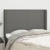 Image de vidaXL Tête de lit avec oreilles Gris foncé 147x16x118/128 cm Tissu