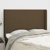 Image de vidaXL Tête de lit avec oreilles Marron foncé 147x16x118/128 cm Tissu