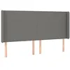 Image de vidaXL Tête de lit avec oreilles Gris foncé 163x16x118/128 cm Tissu