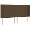 Image de vidaXL Tête de lit avec oreilles Marron foncé 183x16x118/128 cm Tissu