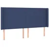 Image de vidaXL Tête de lit avec oreilles Bleu 203x16x118/128 cm Tissu