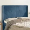 Image de vidaXL Tête de lit avec oreilles Bleu foncé 147x16x118/128 cm Velours