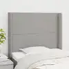 Image de vidaXL Tête de lit avec oreilles Gris clair 103x16x118/128 cm Tissu