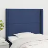 Image de vidaXL Tête de lit avec oreilles Bleu 103x16x118/128 cm Tissu