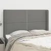Image de vidaXL Tête de lit avec oreilles Gris foncé 147x16x118/128 cm Tissu
