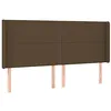 Image de vidaXL Tête de lit avec oreilles Marron foncé 183x16x118/128 cm Tissu