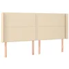 Image de vidaXL Tête de lit avec oreilles Crème 183x16x118/128 cm Tissu