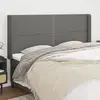 Image de vidaXL Tête de lit avec oreilles Gris foncé 203x16x118/128 cm Tissu