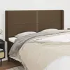 Image de vidaXL Tête de lit avec oreilles Marron foncé 203x16x118/128 cm Tissu