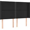 Image de vidaXL Tête de Lit avec Oreilles Meuble de Chambre à Coucher Accessoire de Lit Double Tête de Cadre de Lit Intérieur Noir 147x16x118/128 cm Similicuir