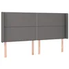 Image de vidaXL Tête de Lit avec Oreilles Meuble de Chambre à Coucher Accessoire de Lit Double Tête de Cadre de Lit Intérieur Gris 203x16x118/128 cm Similicuir