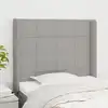 Image de vidaXL Tête de lit avec oreilles Gris clair 83x16x118/128 cm Tissu