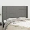 Image de vidaXL Tête de lit avec oreilles Gris foncé 147x16x118/128 cm Tissu