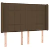 Image de vidaXL Tête de lit avec oreilles Marron foncé 147x16x118/128 cm Tissu