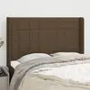 Image de vidaXL Tête de lit avec oreilles Marron foncé 147x16x118/128 cm Tissu