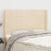 Image de vidaXL Tête de lit avec oreilles Crème 147x16x118/128 cm Tissu