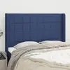 Image de vidaXL Tête de lit avec oreilles Bleu 147x16x118/128 cm Tissu