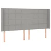 Image de vidaXL Tête de lit avec oreilles Gris clair 163x16x118/128 cm Tissu
