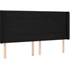 Image de vidaXL Tête de lit avec oreilles Noir 183x16x118/128 cm Tissu