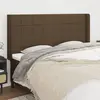 Image de vidaXL Tête de lit avec oreilles Marron foncé 203x16x118/128 cm Tissu