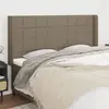 Image de vidaXL Tête de lit avec oreilles Taupe 203x16x118/128 cm Tissu