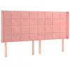 Image de vidaXL Tête de lit avec oreilles Rose 203x16x118/128 cm Velours