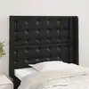 Image de vidaXL Tête de lit avec oreilles Noir 93x16x118/128 cm Similicuir