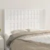 Image de vidaXL Tête de lit avec oreilles Blanc 147x16x118/128 cm Similicuir
